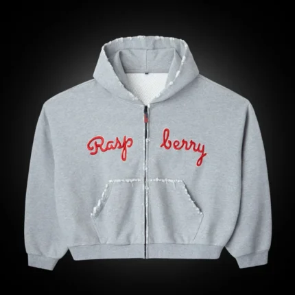 Raspberry Script Zip Up Grey